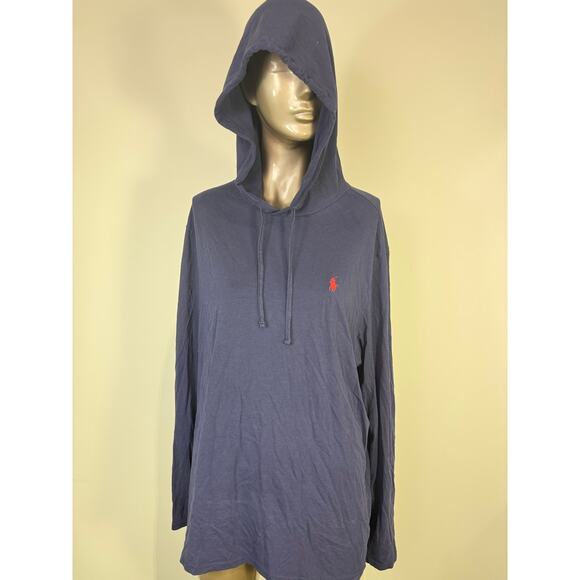 Polo Ralph Lauren Blue Hooded Sweatshirt Hoodie Size Large - Picture 1 of 6